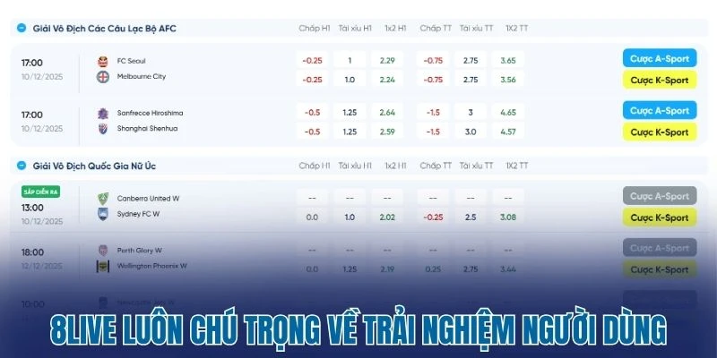 8Live - Nhà Cái Cá Cược Thể Thao Đẳng Cấp Chuẩn Quốc Tế 2 8Live luôn chú trọng về trải nghiệm người dùng